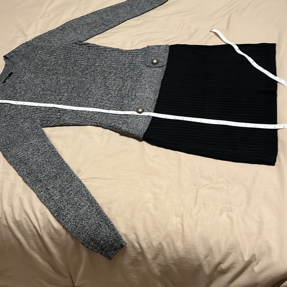 BCX Womens Gray & Black Ribbed Long Sleeve Above The Knee Sweater Dress S\M. NWT - Picture 11 of 12